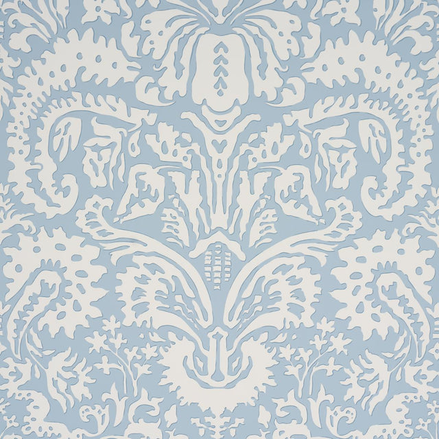 Schumacher Suffolk Damask Blue Wallpaper