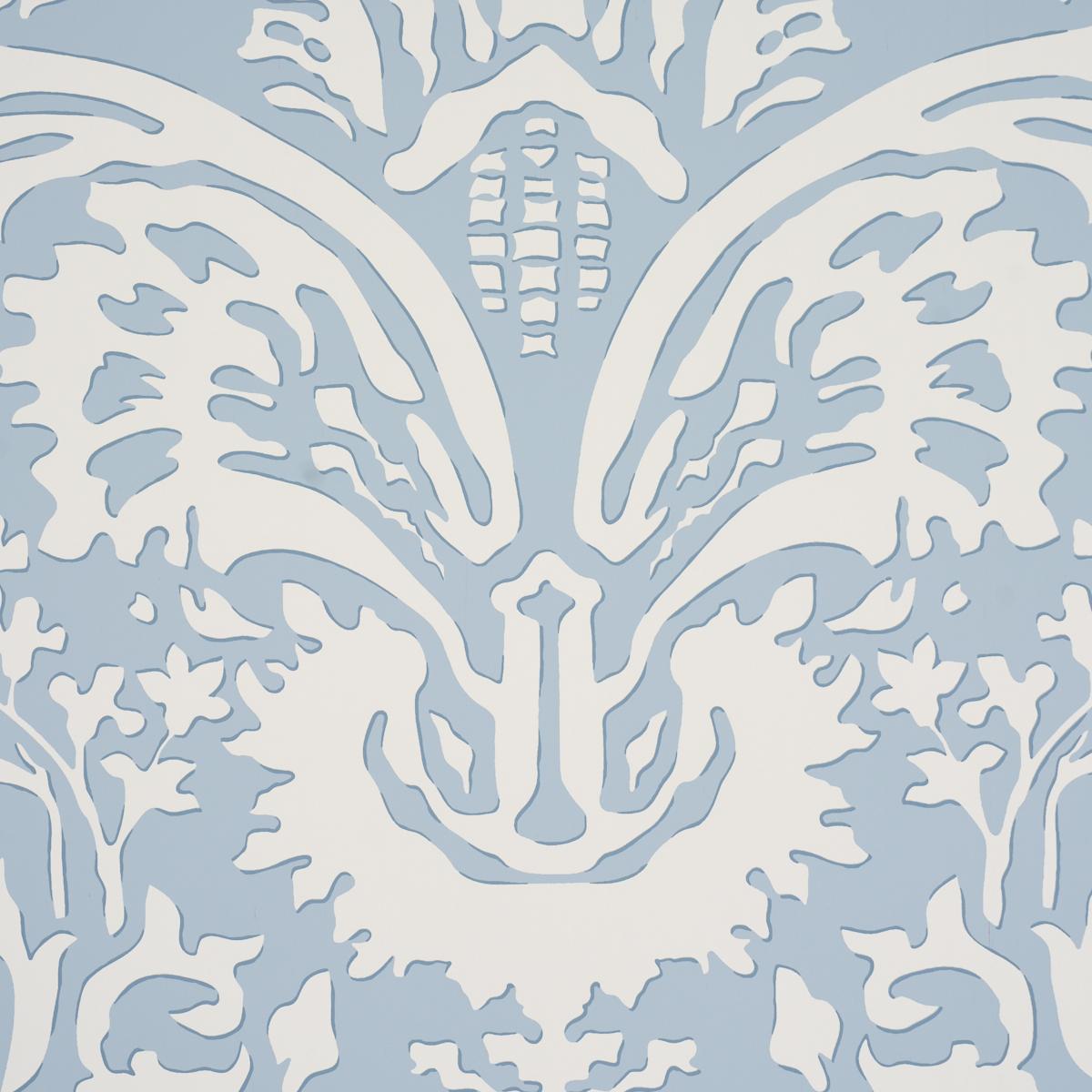 Schumacher Suffolk Damask Blue Wallpaper