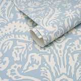 Schumacher Suffolk Damask Blue Wallpaper
