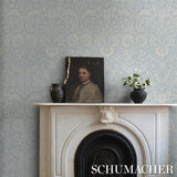 Schumacher Suffolk Damask Blue Wallpaper