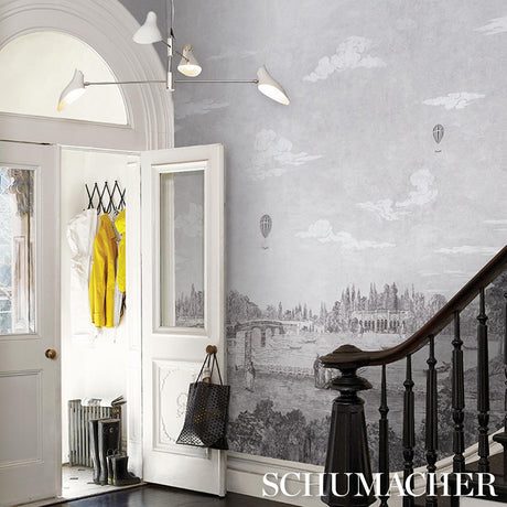 Schumacher Promenade 4 Panel Set Grisaille Wallpaper
