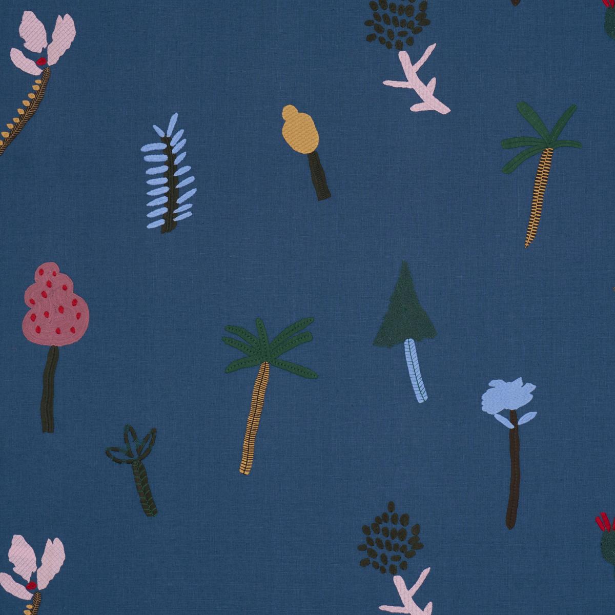 Schumacher Tropical Trees Blue Fabric