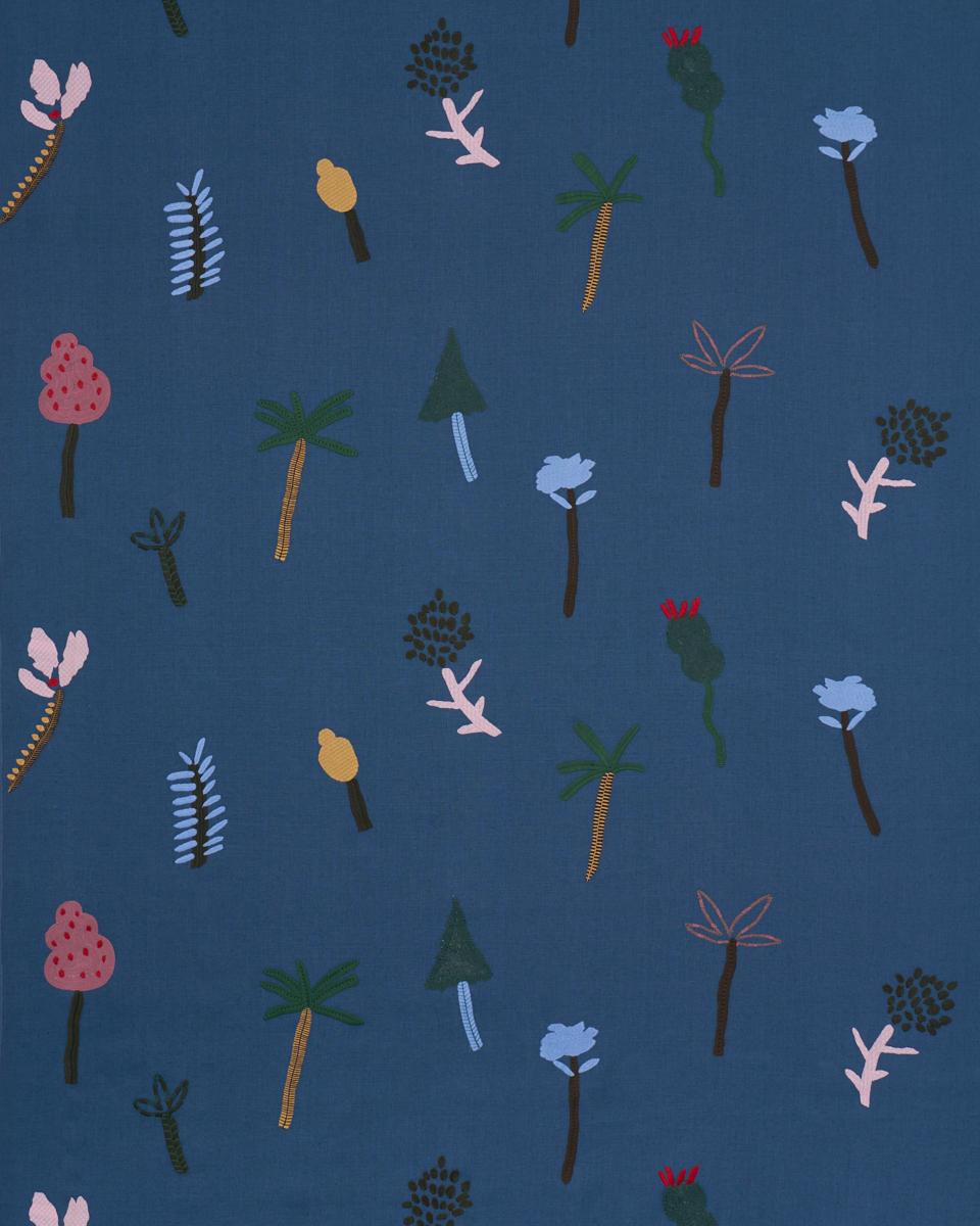 Schumacher Tropical Trees Blue Fabric
