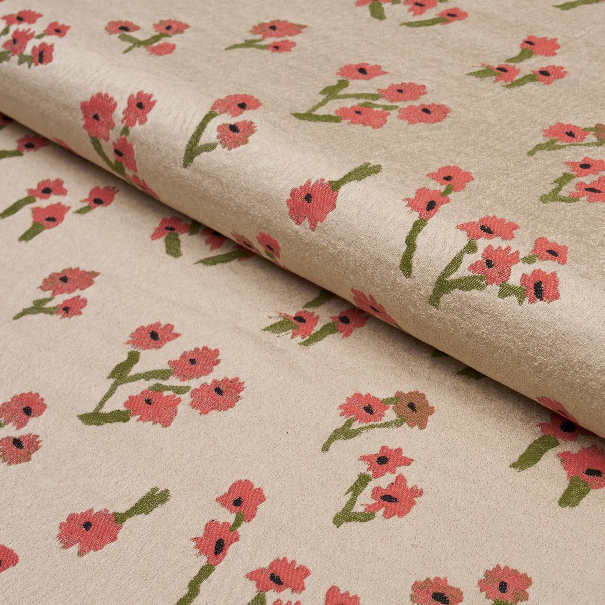 Schumacher Rosie Posy Woven Red Fabric