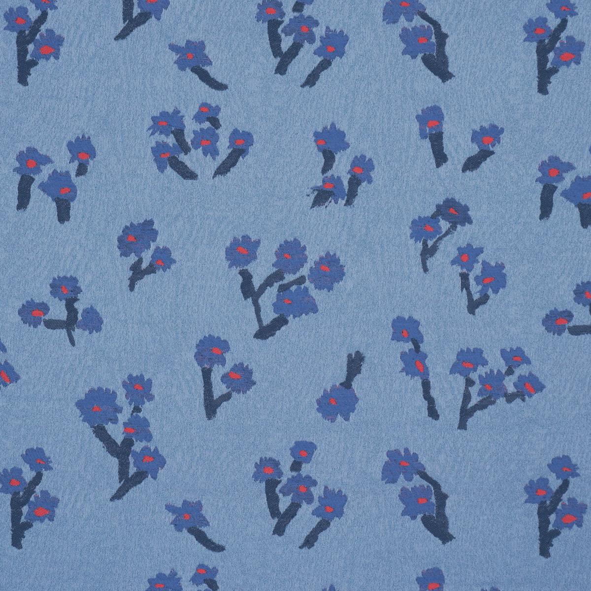 Schumacher Rosie Posy Woven Blue Fabric