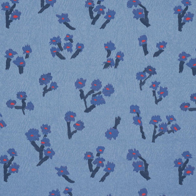 Schumacher Rosie Posy Woven Blue Fabric