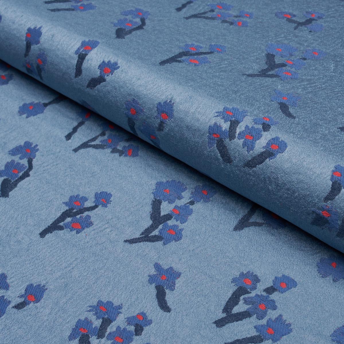 Schumacher Rosie Posy Woven Blue Fabric