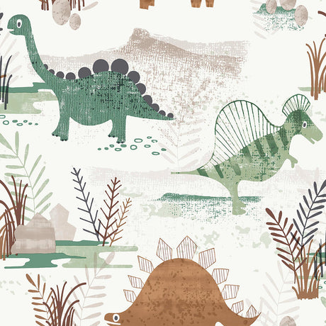 Brewster Home Fashions Advantage World of Imagination Prehistoric Dino Green Wallpaper
