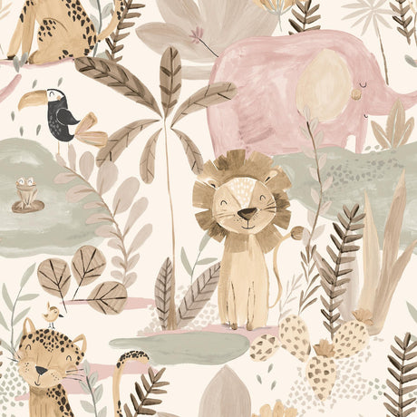Brewster Home Fashions Advantage World of Imagination In The Jungle Pink Wallpaper