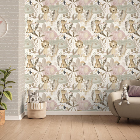 Brewster Home Fashions Advantage World of Imagination In The Jungle Pink Wallpaper