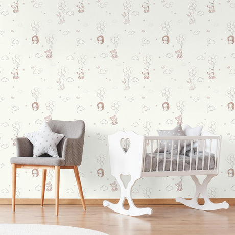 Brewster Home Fashions Advantage World of Imagination Floating Balloons Pink Wallpaper