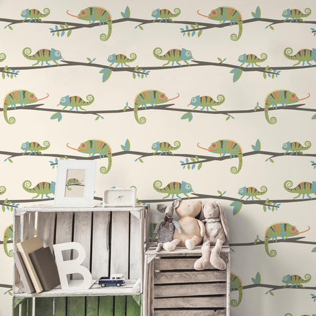 Brewster Home Fashions Advantage World of Imagination Chameleon Family Green Wallpaper