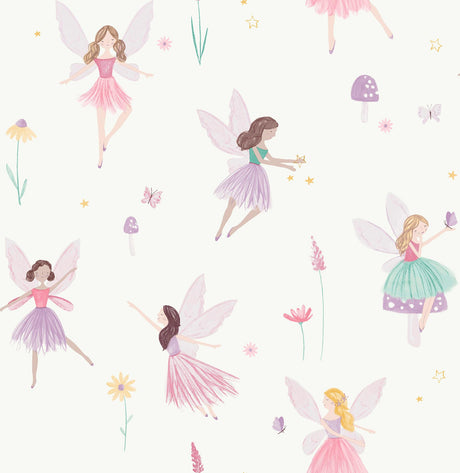 Brewster Home Fashions Advantage World of Imagination Fairy Friends Pink Wallpaper