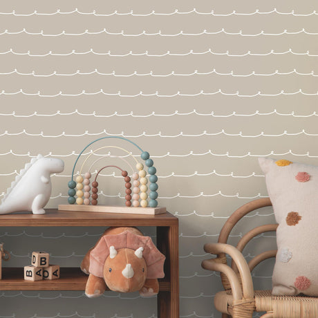 Brewster Home Fashions Advantage World of Imagination Wiggle Line Taupe Wallpaper