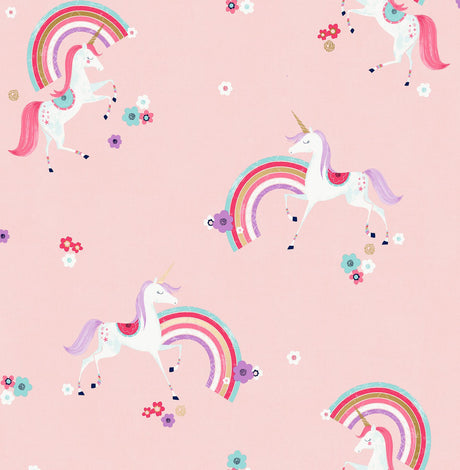 Brewster Home Fashions Advantage World of Imagination Rainbow Unicorn Pink Wallpaper