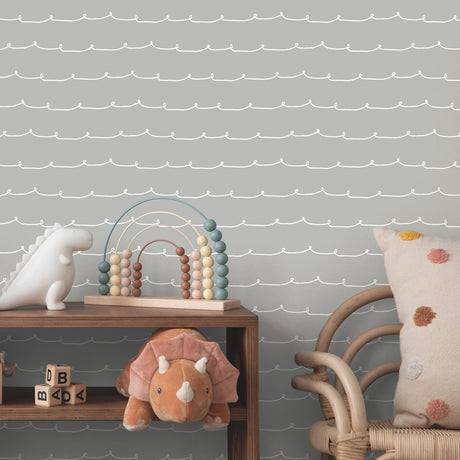 Brewster Home Fashions Advantage World of Imagination Wiggle Line Grey Wallpaper