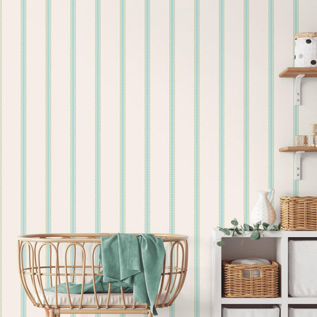 Brewster Home Fashions Advantage World of Imagination Bobbin Stripe Aqua Wallpaper