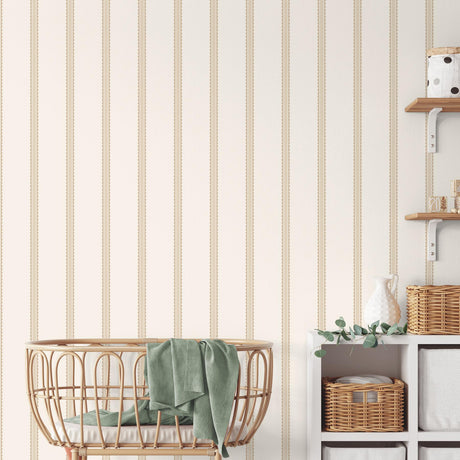Brewster Home Fashions Advantage World of Imagination Bobbin Stripe Light Brown Wallpaper