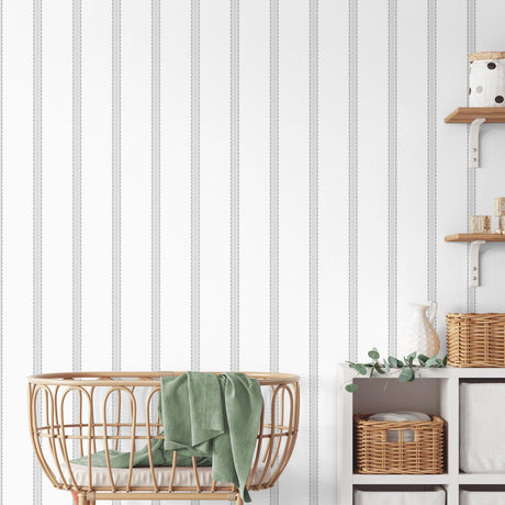 Brewster Home Fashions Advantage World of Imagination Bobbin Stripe Grey Wallpaper