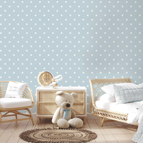Brewster Home Fashions Advantage World of Imagination Starry Motif Light Blue Wallpaper