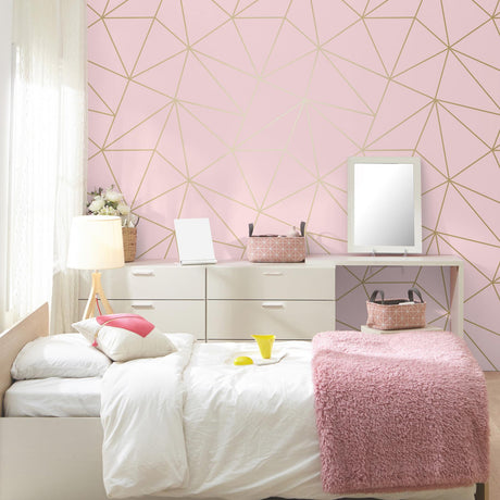 Brewster Home Fashions Advantage World of Imagination Metallic Geo Pink Wallpaper