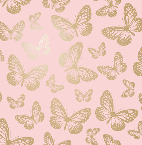 Brewster Home Fashions Advantage World of Imagination Metallic Butterflies Pink Wallpaper