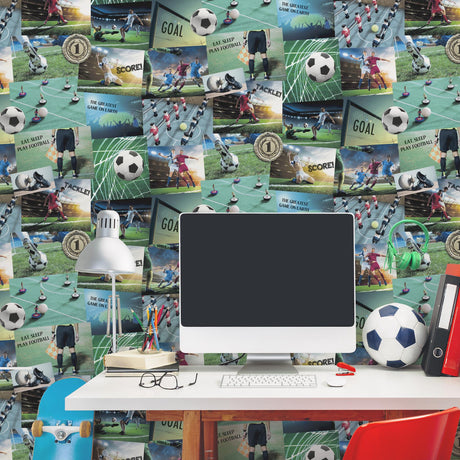 Brewster Home Fashions Advantage World of Imagination Football Fan Multicolor Wallpaper
