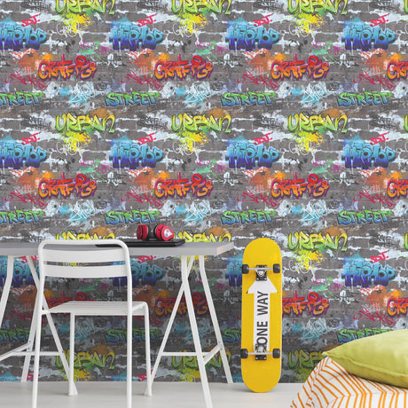 Brewster Home Fashions Advantage World of Imagination Graffiti Wall Multicolor Wallpaper