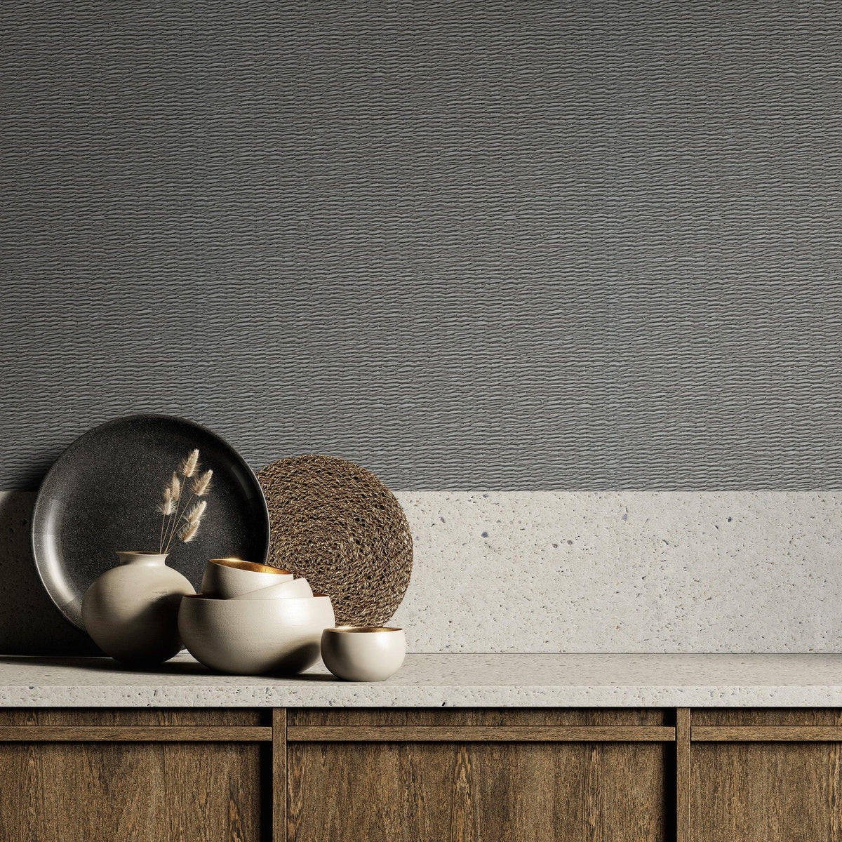 Galerie 33386 The Woods and Wicker Textile optics Silver Grey Wallpaper 33386 Silver Grey Wallpaper