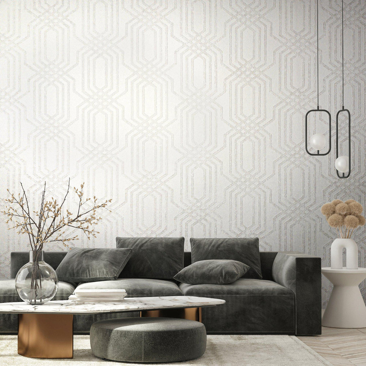 Galerie 34041 Hotel Geo White Wallpaper 34041 White Wallpaper