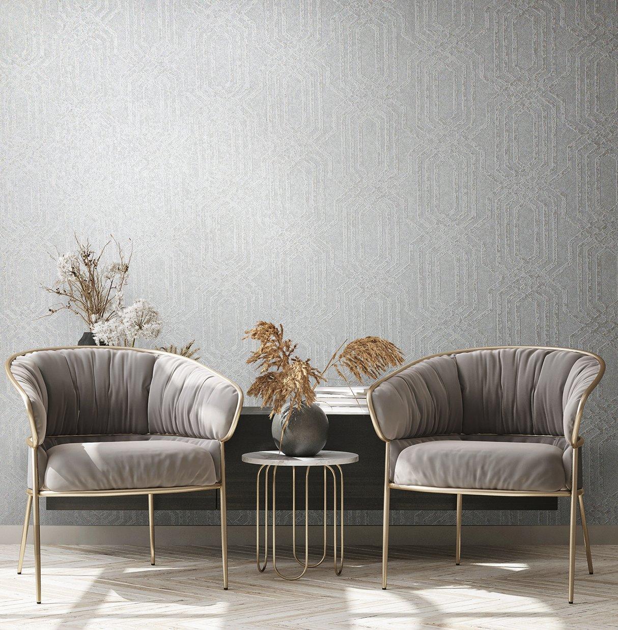 Galerie 34042 Hotel Geo Silver Grey Wallpaper 34042 Silver Grey Wallpaper