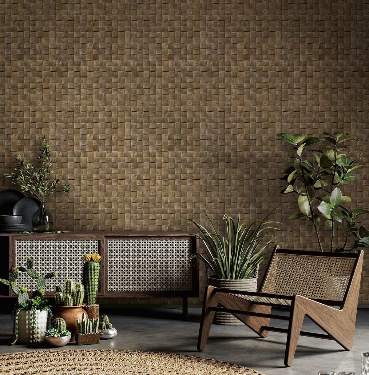 Galerie 45742 The Woods and Wicker 3D optics Bronze Brown Wallpaper 45742 Bronze Brown Wallpaper