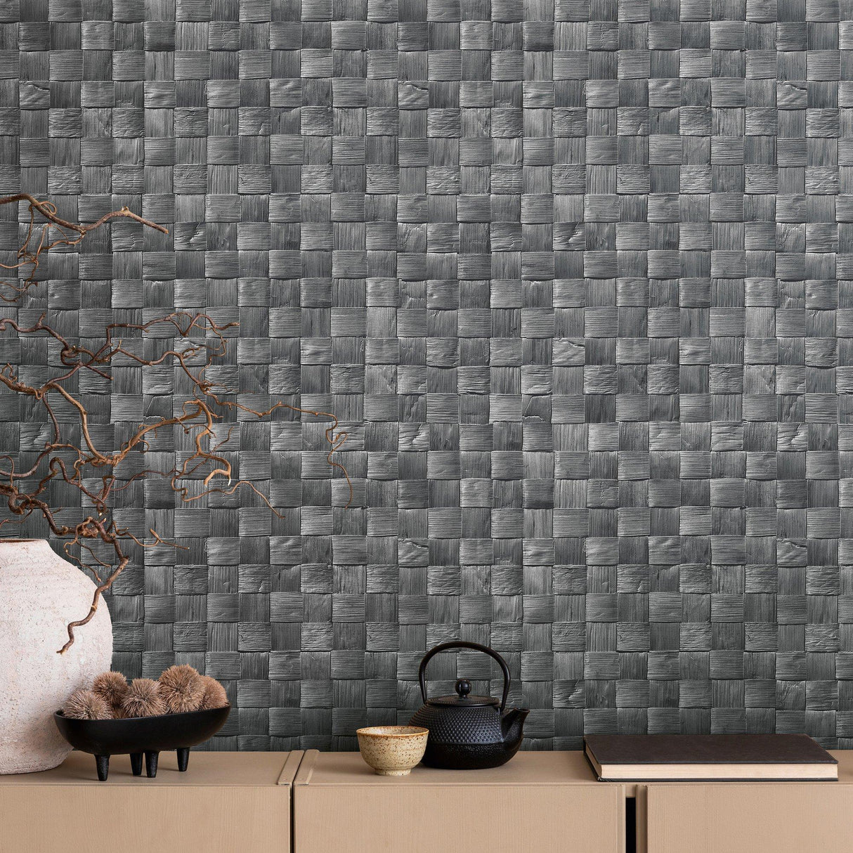 Galerie 45743 The Woods and Wicker 3D optics Silver Grey Wallpaper 45743 Silver Grey Wallpaper