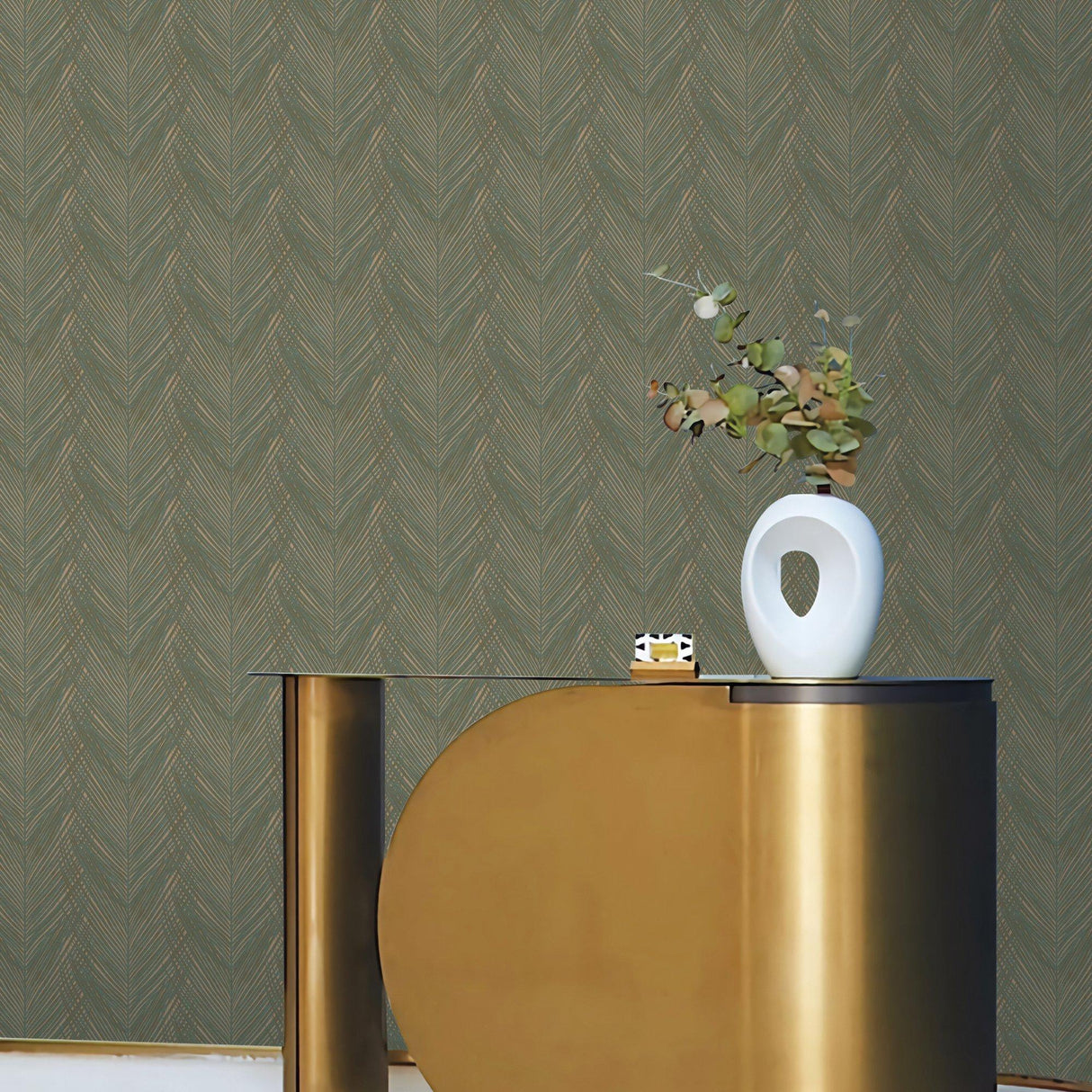Galerie DC30093 Designer Colors Feather Print Green Wallpaper DC30093 Green Wallpaper
