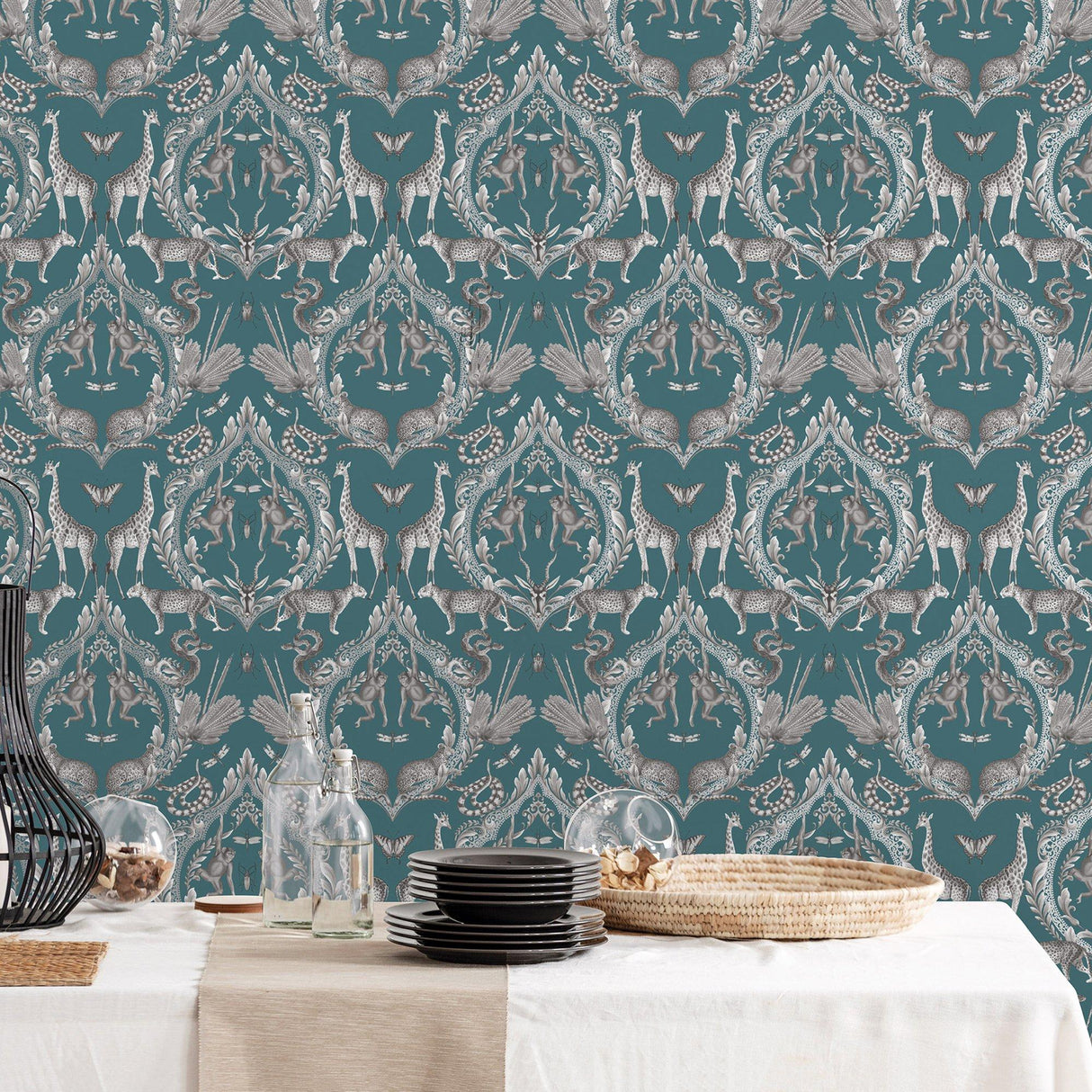 Galerie G78313 Bazaar Menagerie Blue Wallpaper G78313 Blue Wallpaper