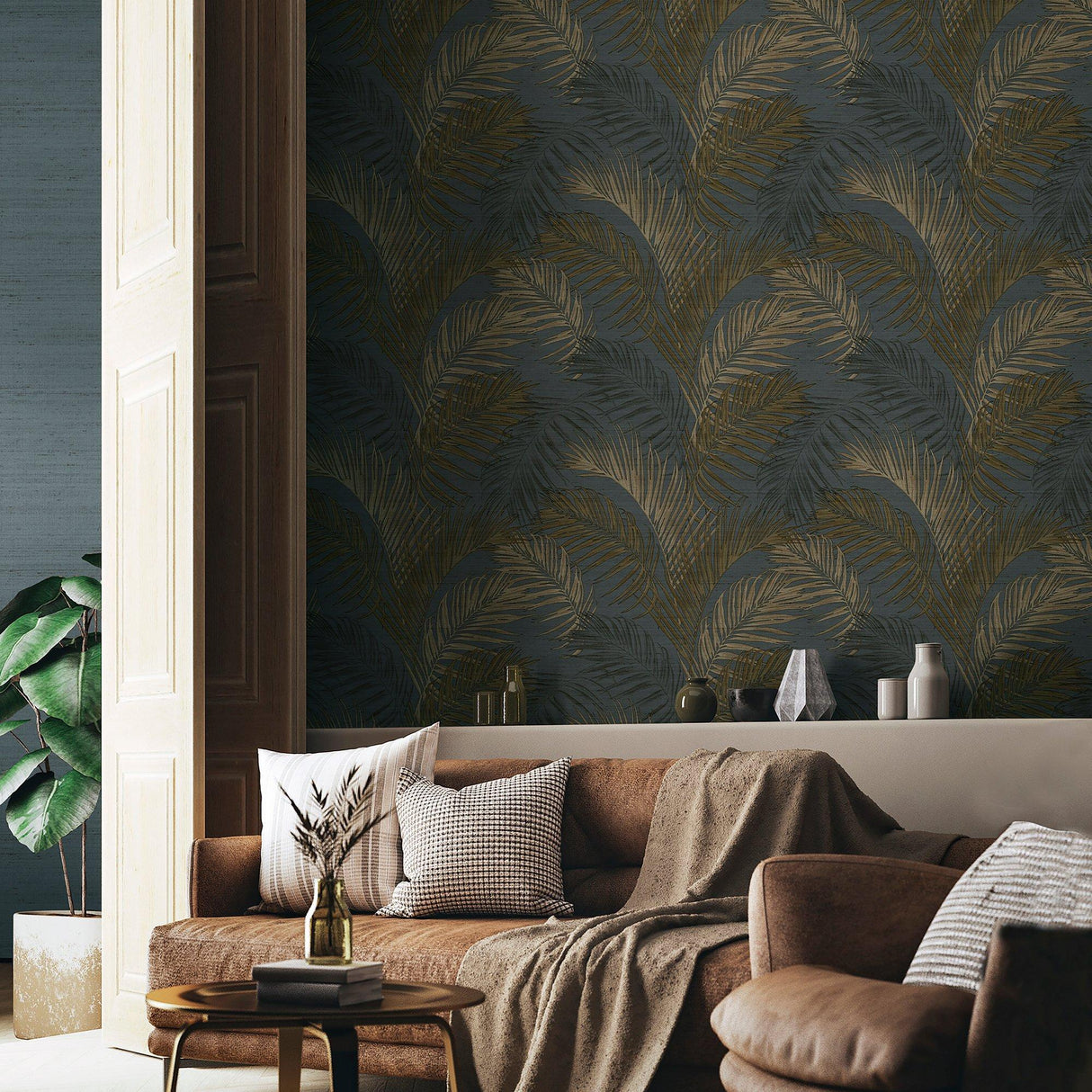 Galerie PS33316 Synergy Tree Leaf Blue Wallpaper PS33316 Blue Wallpaper