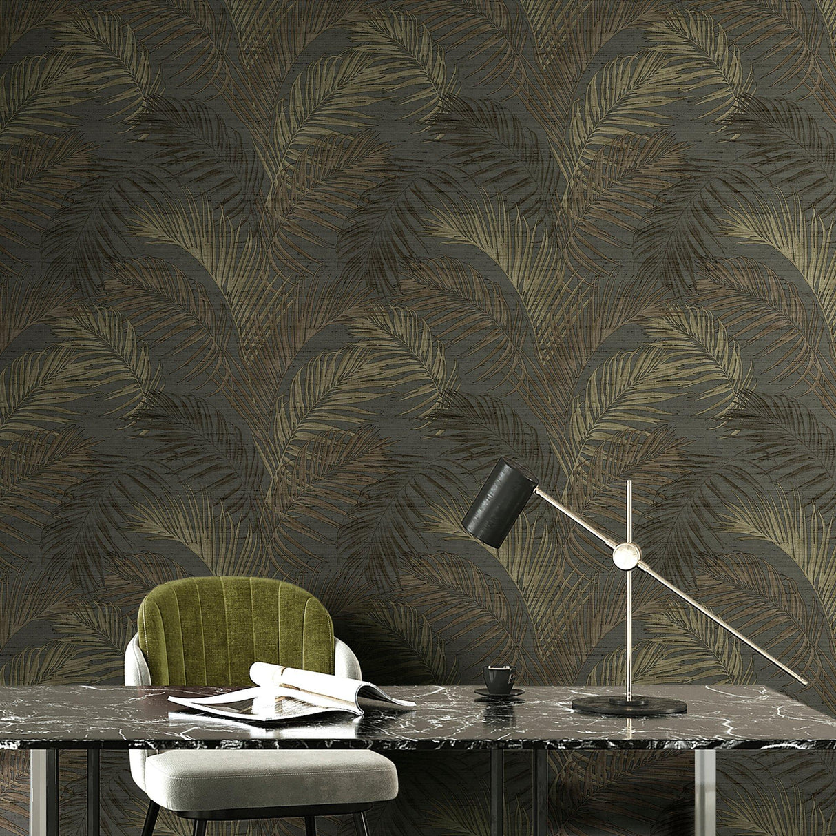 Galerie PS33319 Synergy Tree Leaf Black Wallpaper PS33319 Black Wallpaper