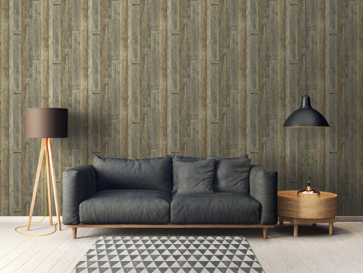 Galerie WW22211 The Woods and Wicker Reclaimed Wood Effect Motif Bronze Brown Wallpaper WW22211 Bronze Brown Wallpaper