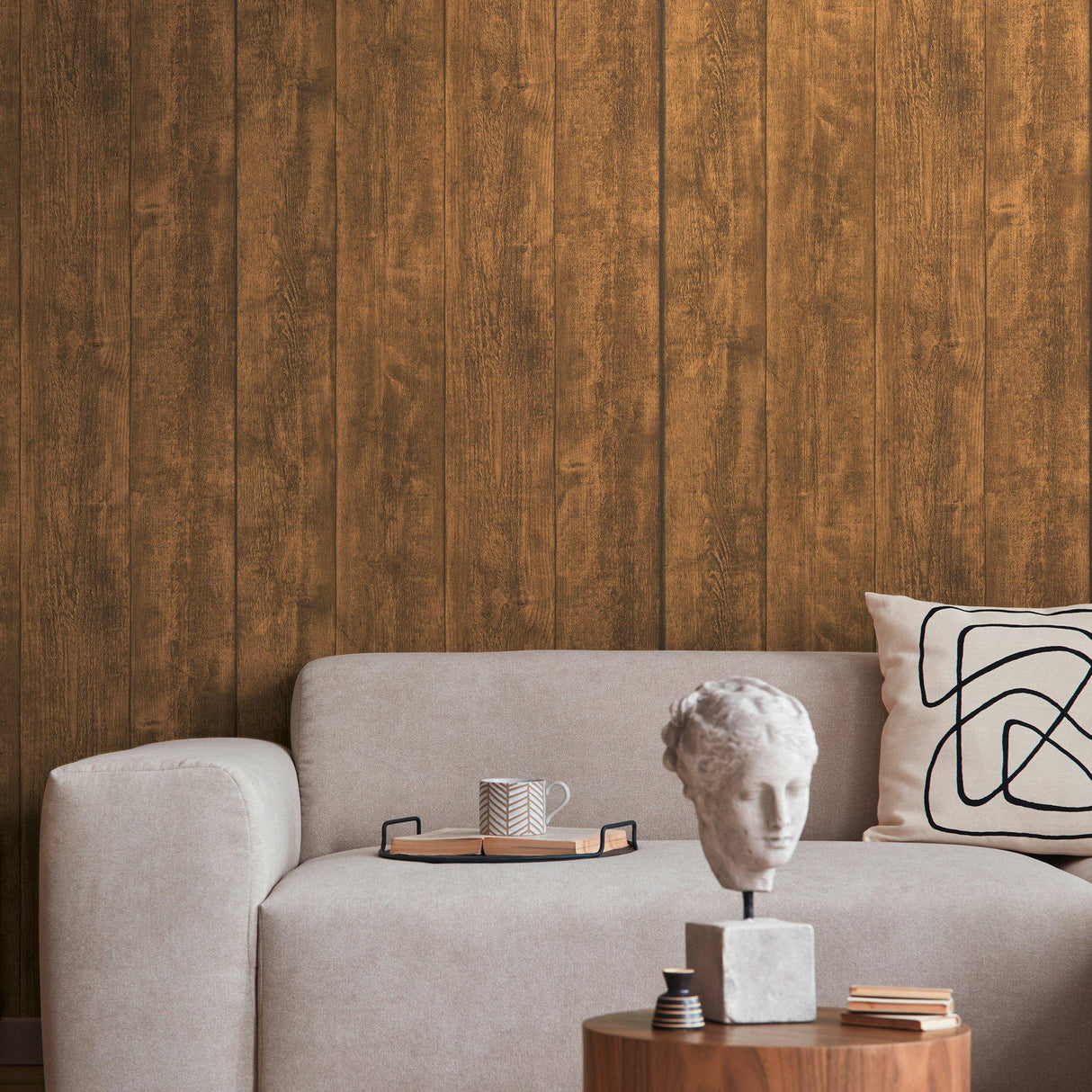 Galerie WW22216 The Woods and Wicker Vintage Wood Effect Motif Bronze Brown Wallpaper WW22216 Bronze Brown Wallpaper