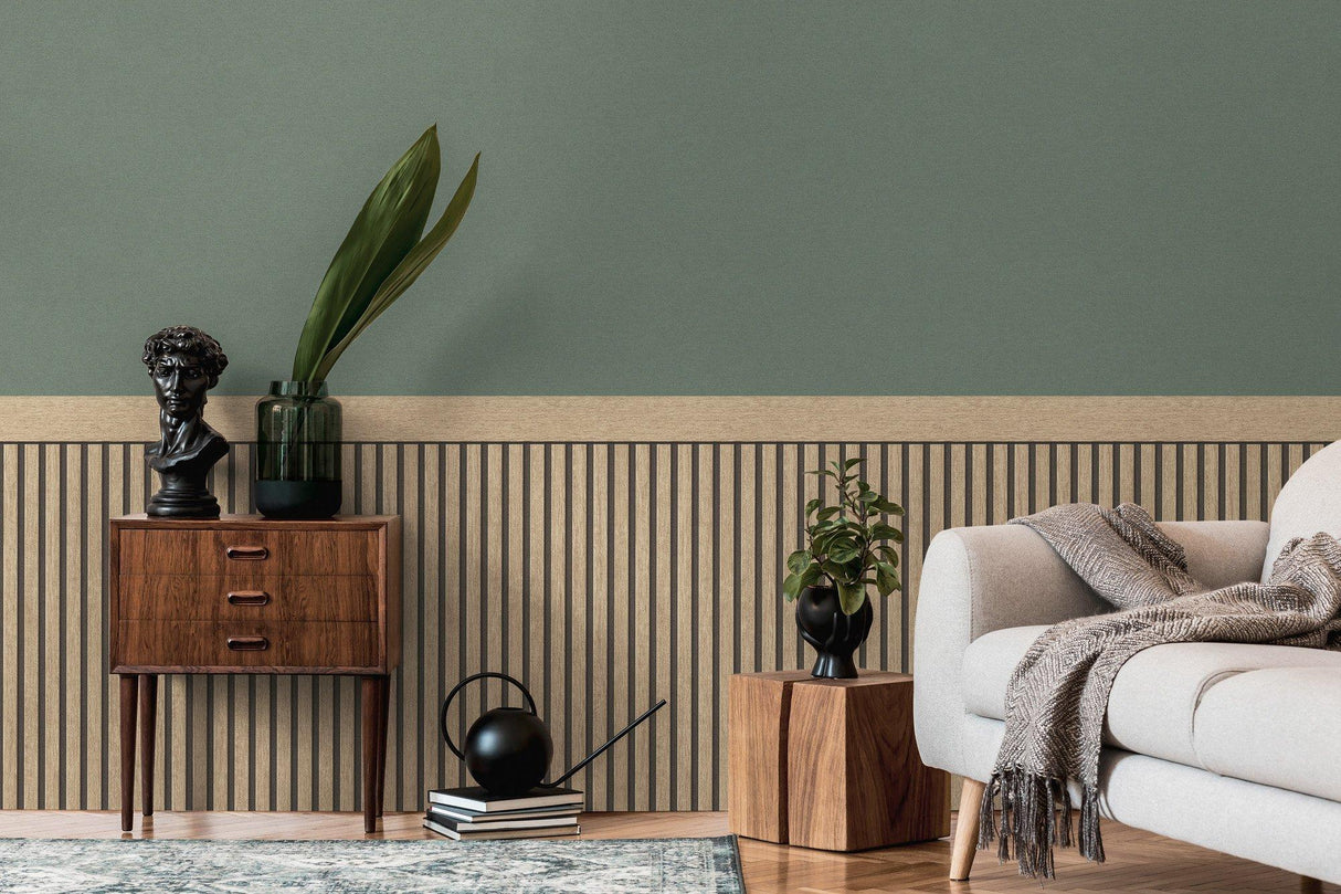 Galerie WW22226 The Woods and Wicker Dado Panel Effect Motif Bronze Brown Wallpaper WW22226 Bronze Brown Mural