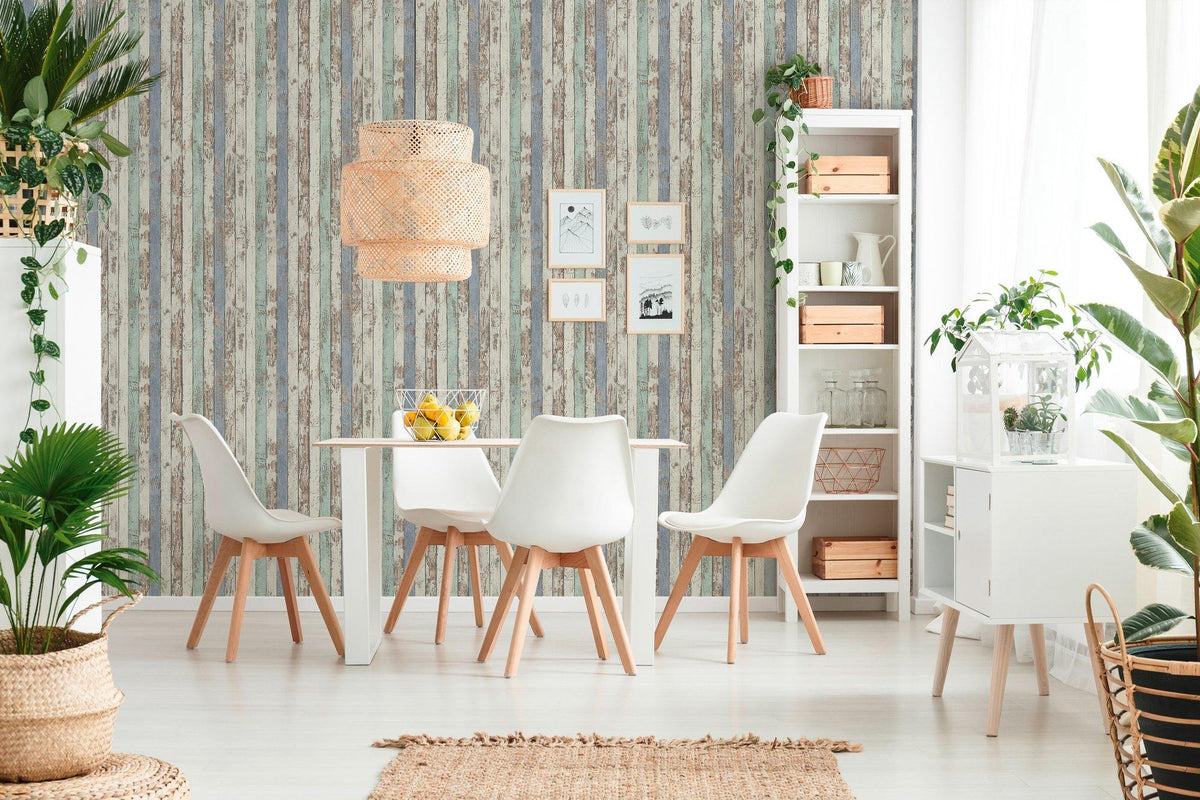 Galerie WW22234 The Woods and Wicker Narrow Wood Stripe Effect Motif Multi-coloured Wallpaper WW22234 Multi-coloured Wallpaper