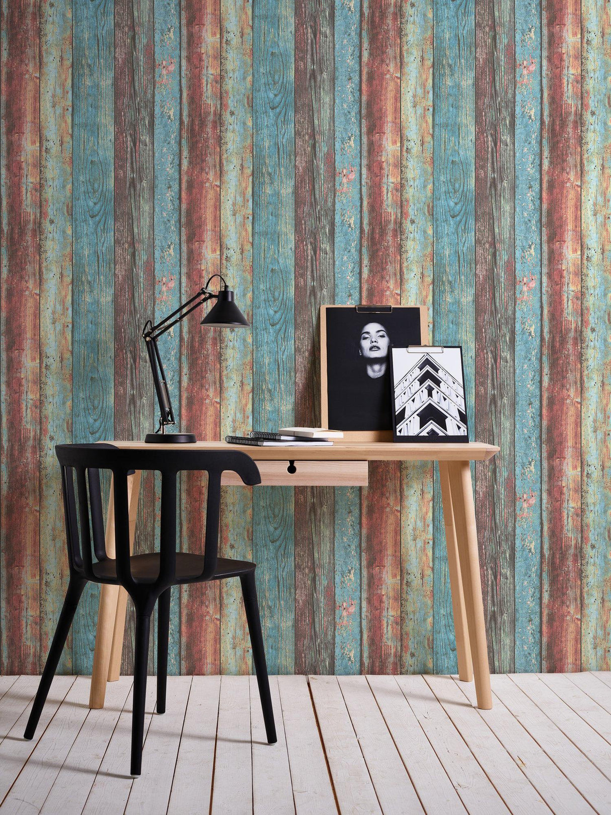 Galerie WW22235 The Woods and Wicker Broad Wood Stripe Effect Motif Multi-coloured Wallpaper WW22235 Multi-coloured Wallpaper