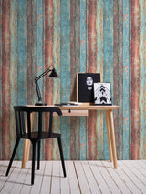 Galerie WW22235 The Woods and Wicker Broad Wood Stripe Effect Motif Multi-coloured Wallpaper WW22235 Multi-coloured Wallpaper