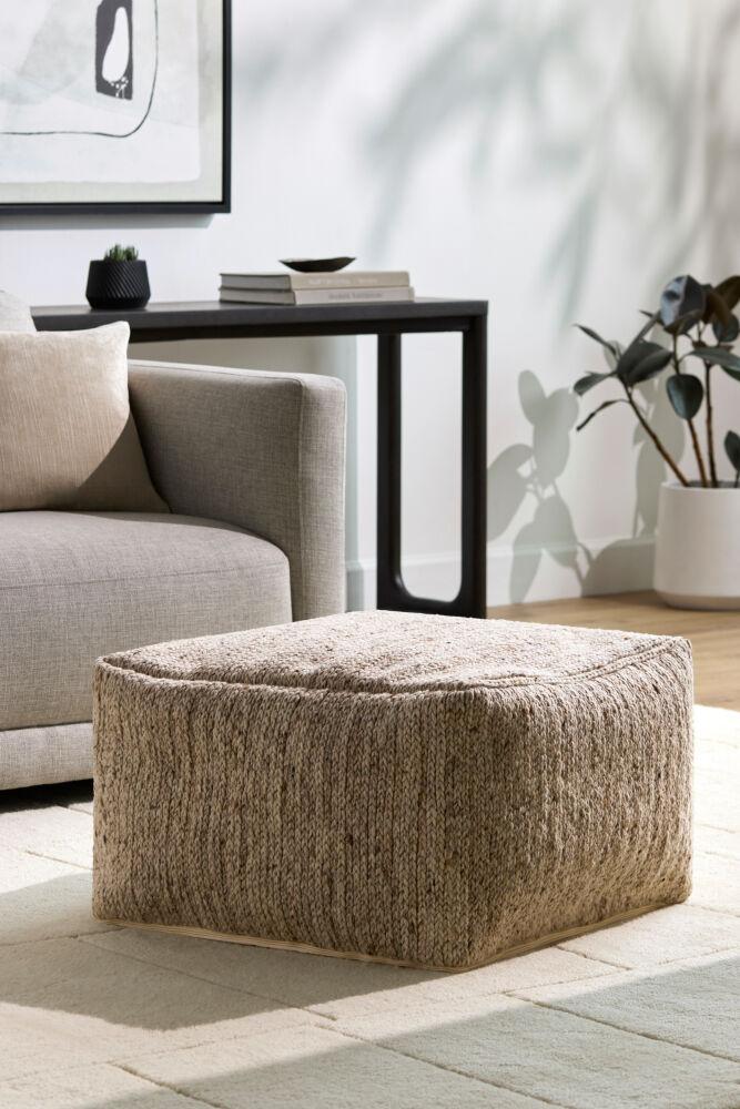 Surya Derby DRPF-002 14"H x 24"W x 24"D Pouf