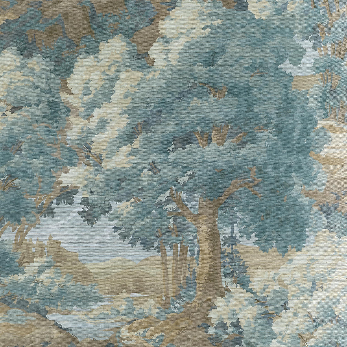 Thibaut Woodland Clearing Spa Blue Wallpaper