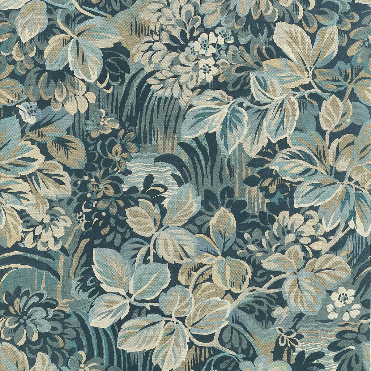 Thibaut Night Garden Spa Blue Wallpaper
