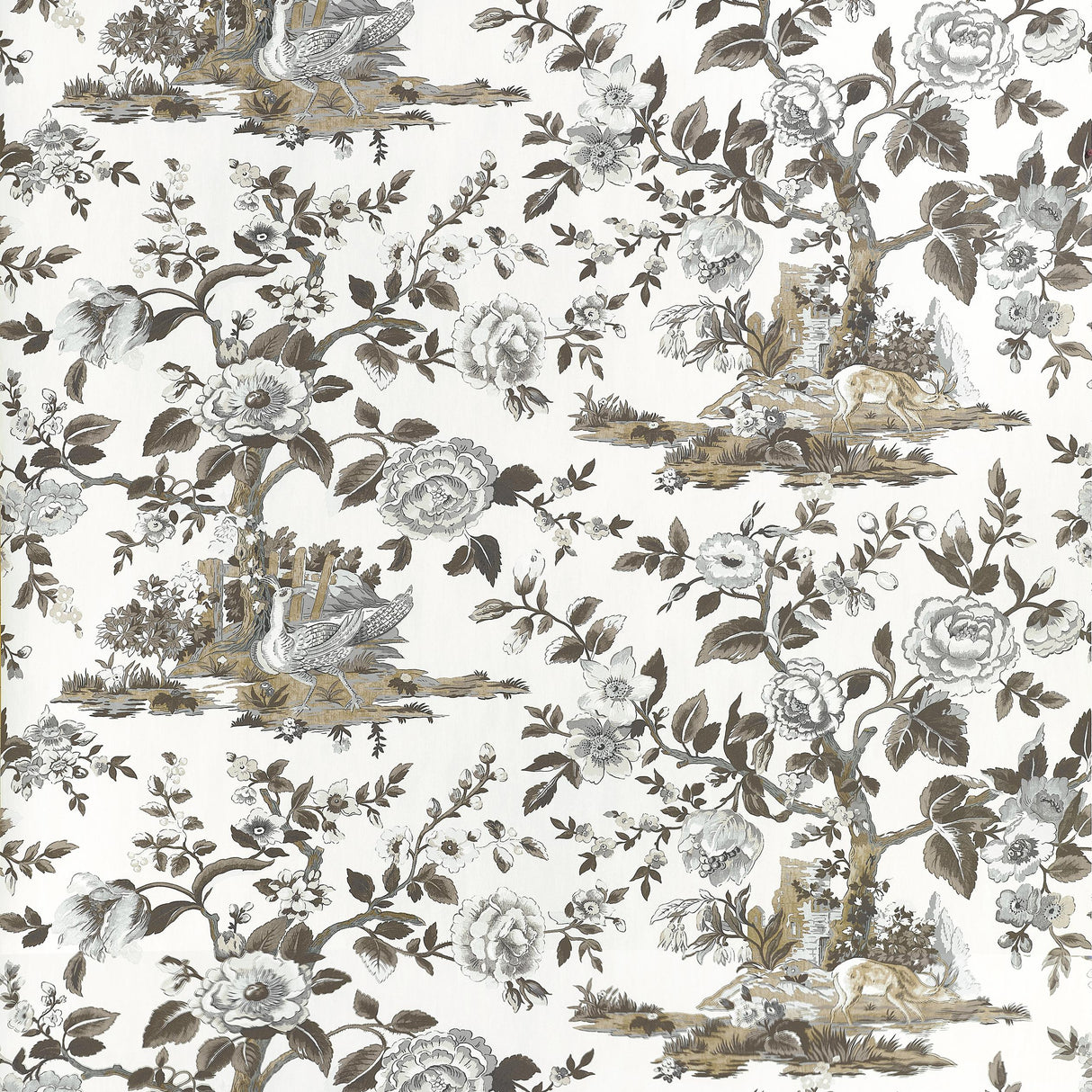 Thibaut Forest Lodge Brown And White Wallpaper