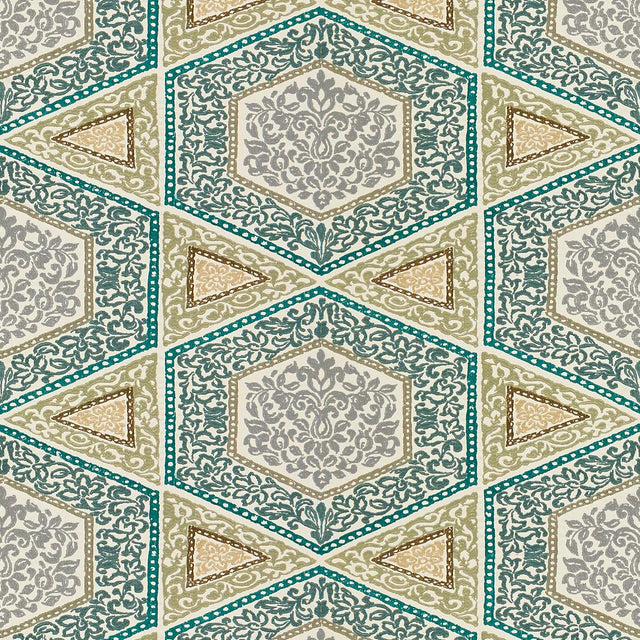 Brunschwig & Fils SUDHIRA GRAY/AQUA Upholstery Fabric