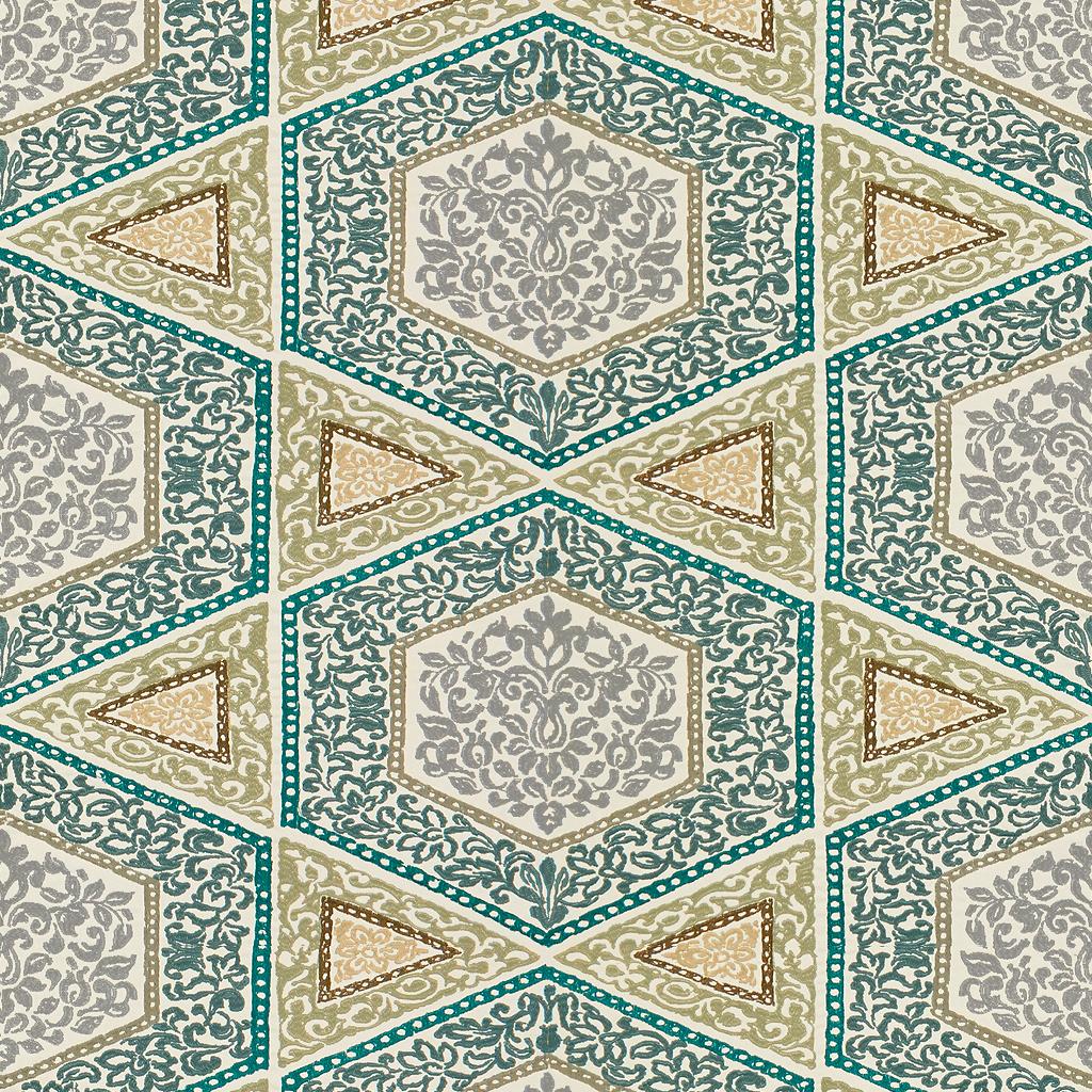 Brunschwig & Fils SUDHIRA GRAY/AQUA Upholstery Fabric