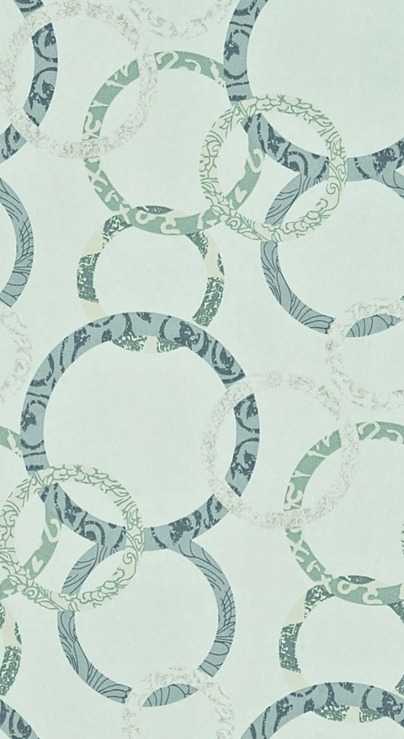 Baker Lifestyle ROUNDEL AQUA/TEAL/SILVER Wallpaper